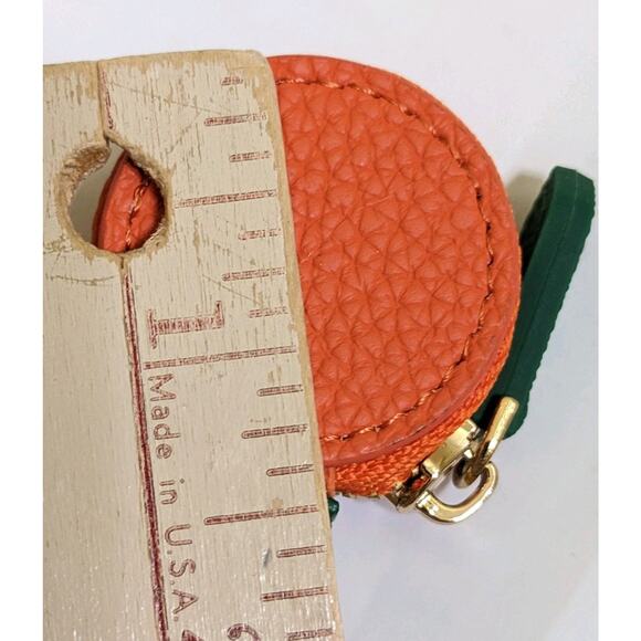 Cute Orange Fruit Change Purse AirTag Holder Bag Charm With Zipper New Trendy - Picture 4 of 4